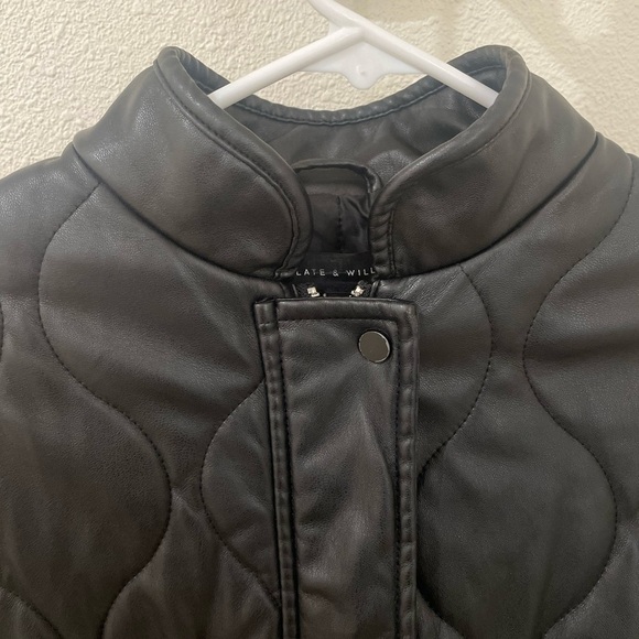 Slate & Willow Quilted Faux Leather Black Jacket Size Small - Picture 8 of 16